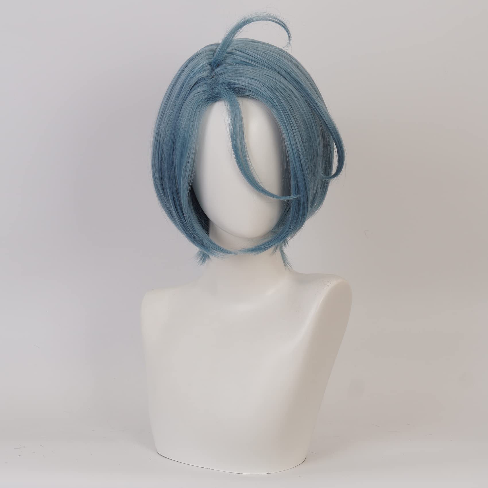 Blue Short Straight Wig for Anime with Heat Resistant Fiber Synthetic for Women Men Halloween Comic Con Cos Role Replacement Wigs - Image 2