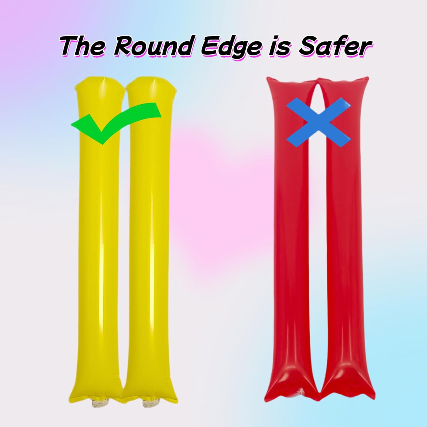 40pcs Round headTeam Spirit Boom Sticks Thunder Sticks Cheering Sticks Team Spirit Plastic Cheerleading Spirit Stick Clapper Inflatable Noise Maker Sports Supply (Yellow) image 2