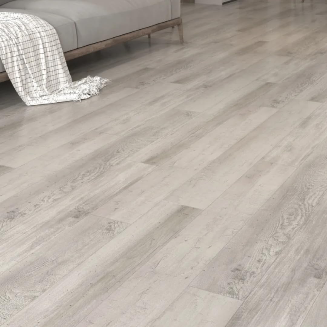 HORI Klick Hartvinylboden aus hochwertigem SPC ohne PVC, Eiche Perth, geräucherte Landhausdiele, 1,98 m², Trittschalldämmung, wasserfest, für Fußbodenheizung und Feuchträume geeignet,
