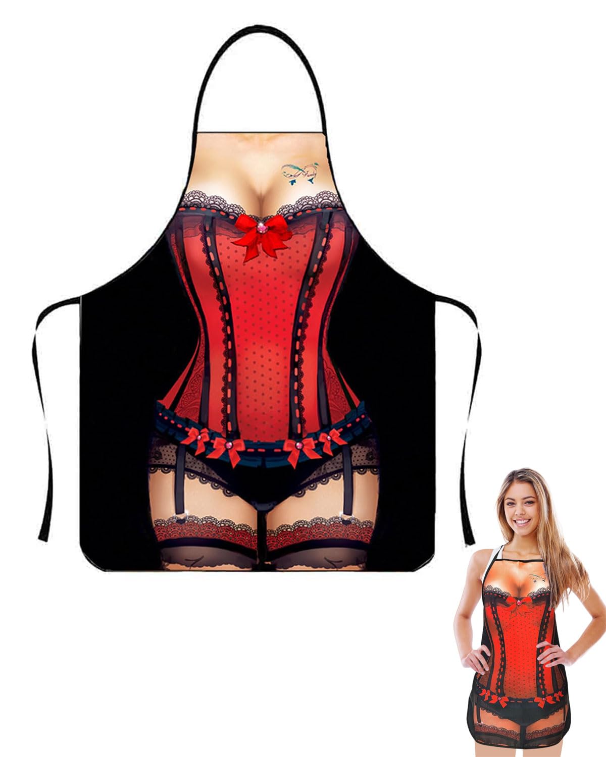 TPZORJX Delantal cocina,Delantal de Cocina para Mujer Delantal Sexy Delantal de Cocina Divertido 3D Sexy Lady Novedad Divertido Delantal para novia Regalos Divertidos Fiesta Cocina Regalo de Broma