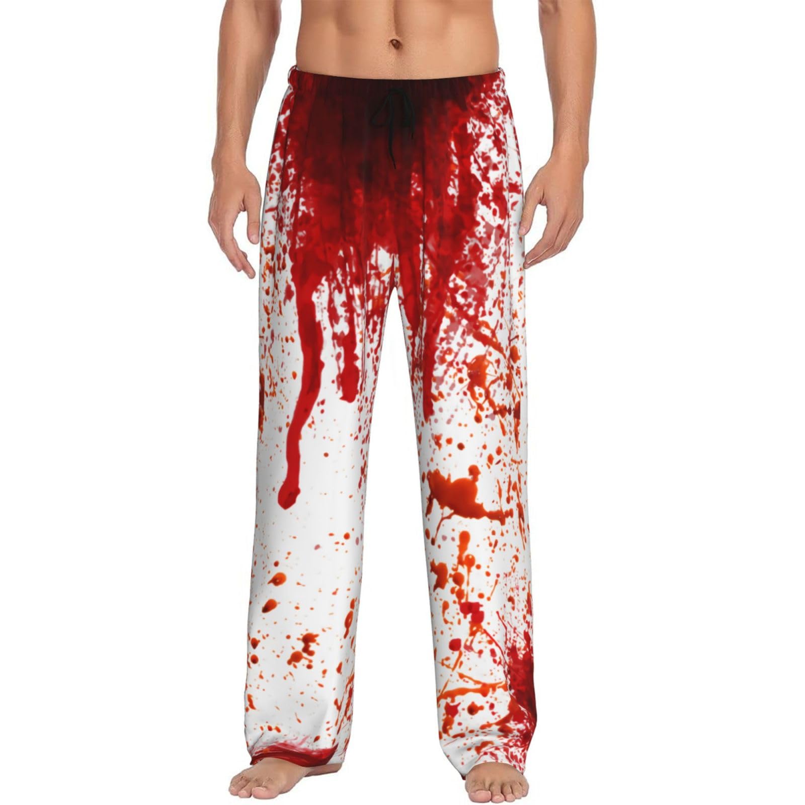 Asbwuo Unisex Blood Splatter Horror Men's Pajama Pants Sleep Long Pants,Lounge Bottoms With Elastic Waist, Nightwear Gifts For Men
