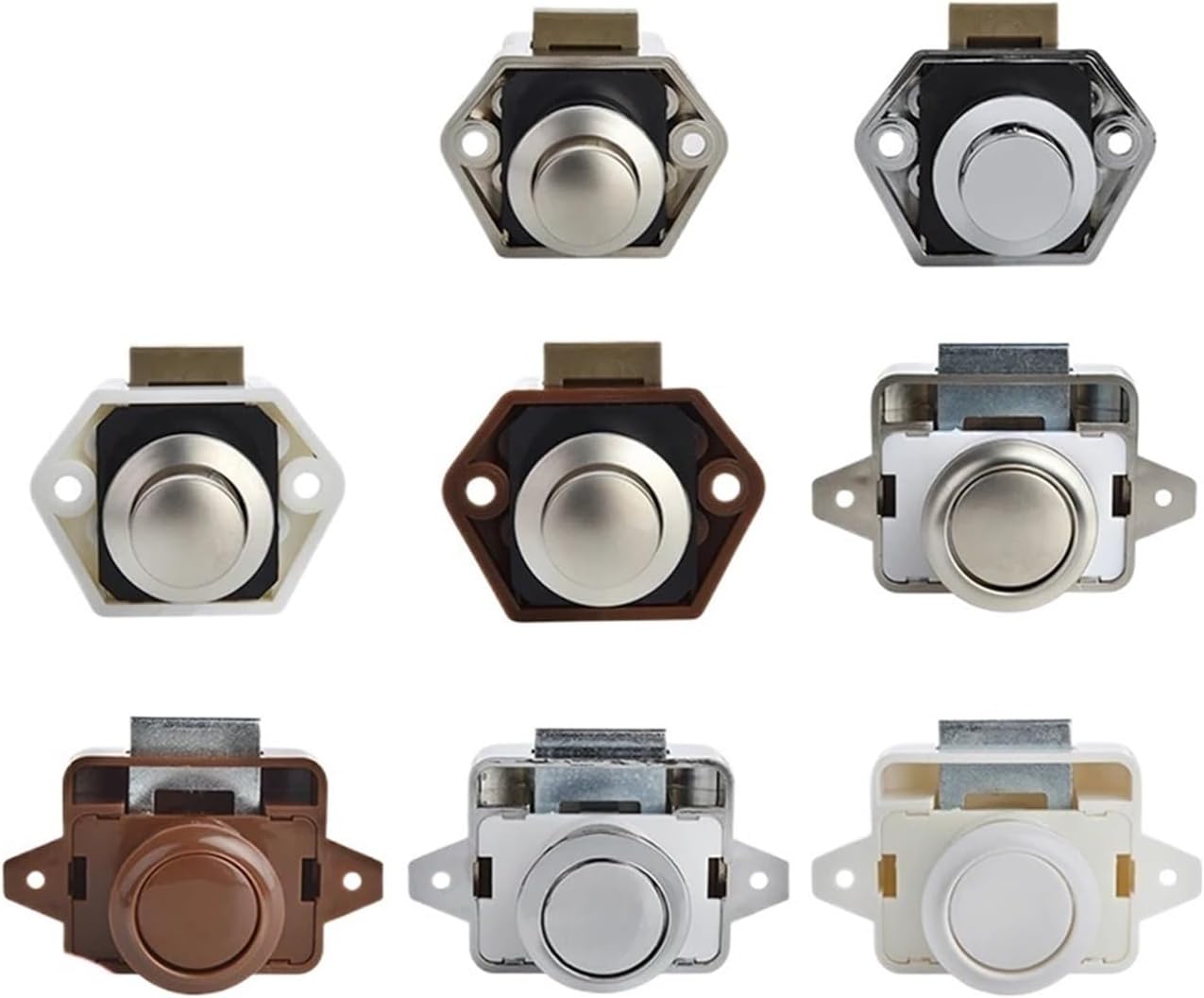 10pcs Camper Car Push Lock RV Caravan Boat Motor Home Cabinet Drawer Latch Button Locks Furniture Door Lock Hardware(Carlock001-PN)