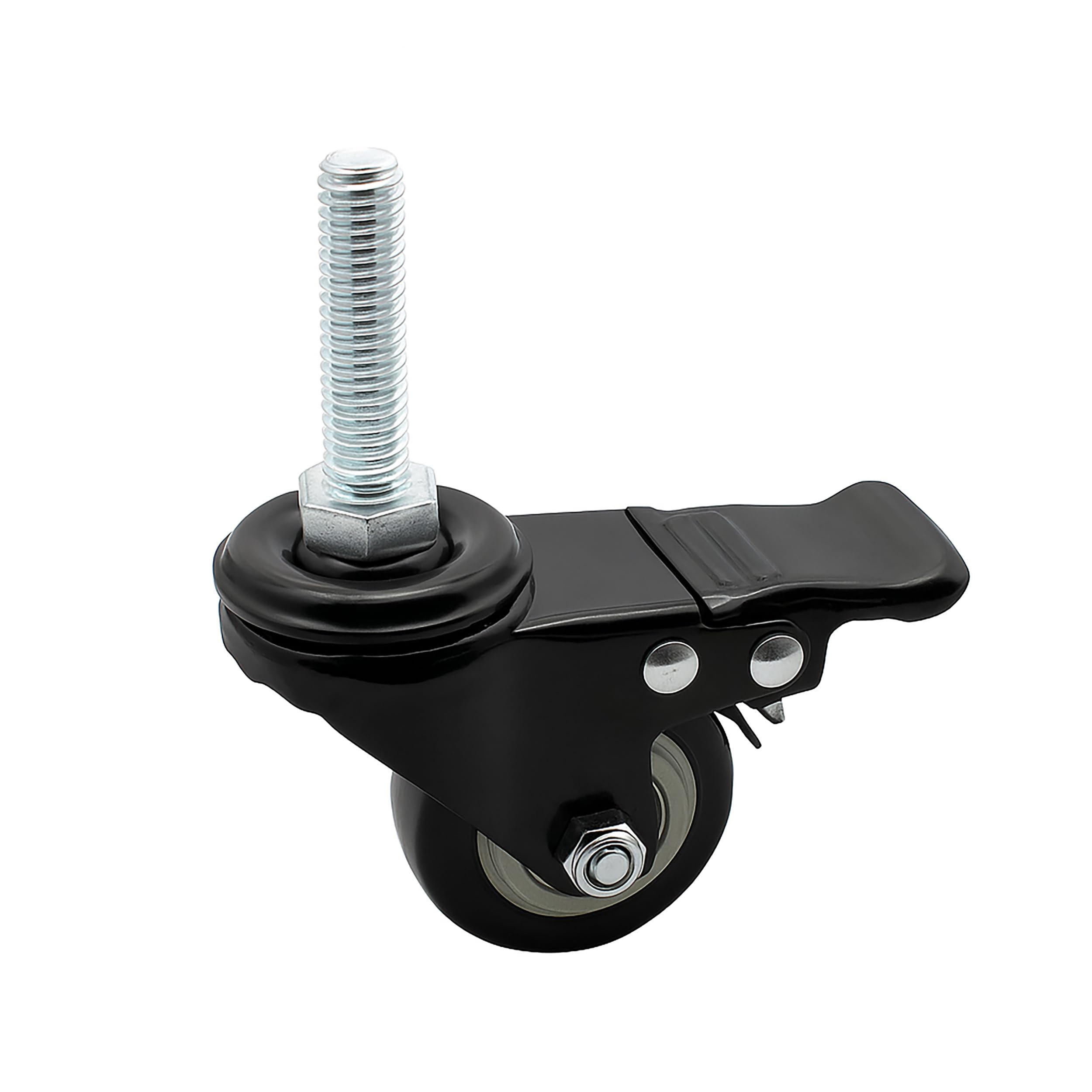 tktrading24 Profil Schraubgewinde-Lenkrolle mit Bremse – Gummirolle Ø50mm, Gewinde M8 (1-St)