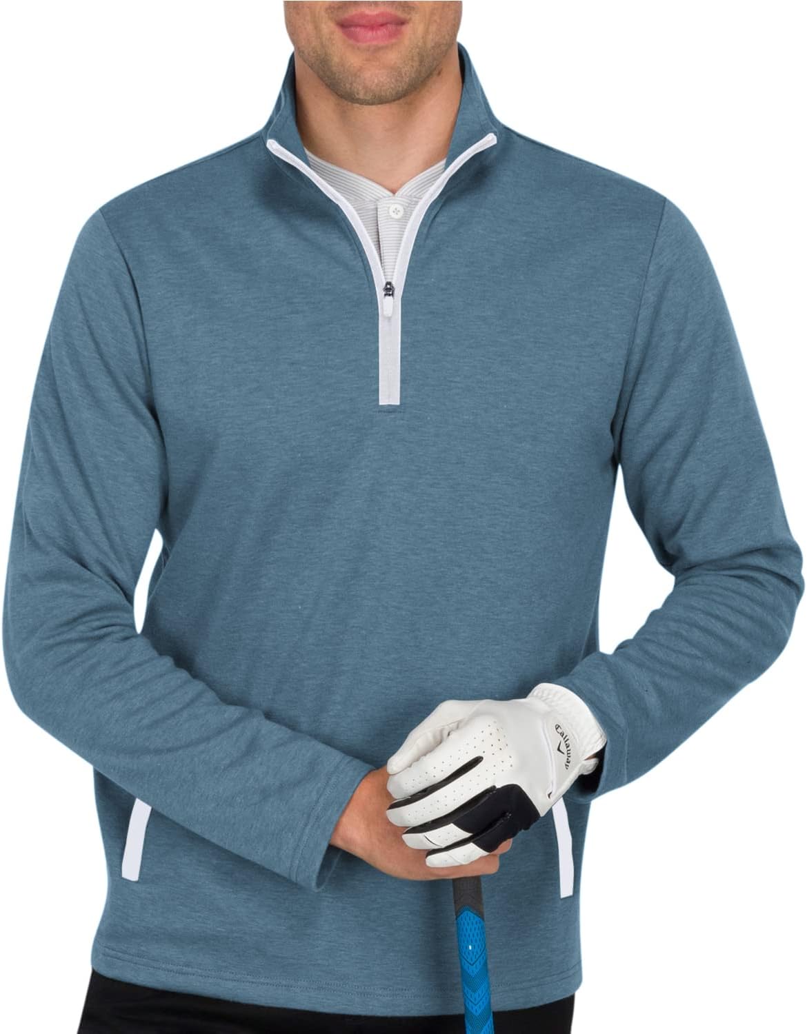 Three Sixty SixMen's Pullover Sweater - Dry Fit Breathable Half Zip Golf Jacket 4-Way Stretch Moisture Wicking & Anti-Odor