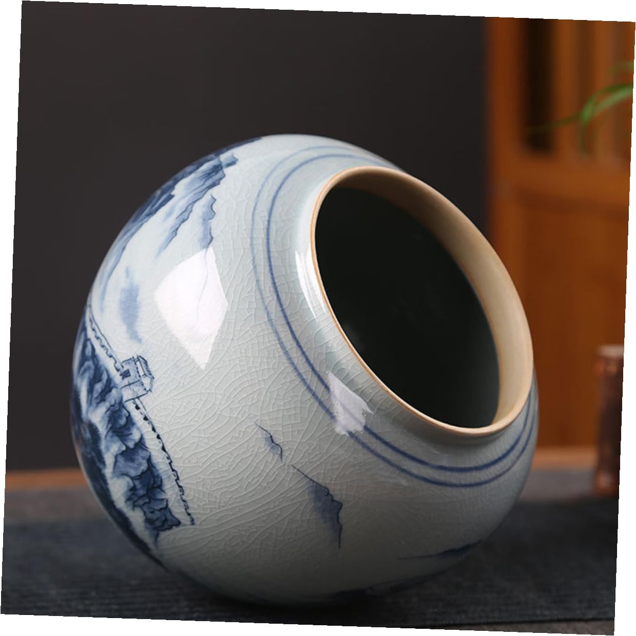 COLLBATH Keramik Vorratsdose im Chinesischen Vintage Stil mit Dicht Schließendem Deckel zur Aufbewahrung von Tee und Nüssen für Zuhause oder Teehaus