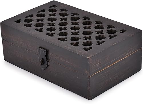 Caja decorativa de madera de mango con tapa con bisagras, ideal para recuerdos, baratijas, joyas y otros objetos (8 x 5 x 3 pulgadas)