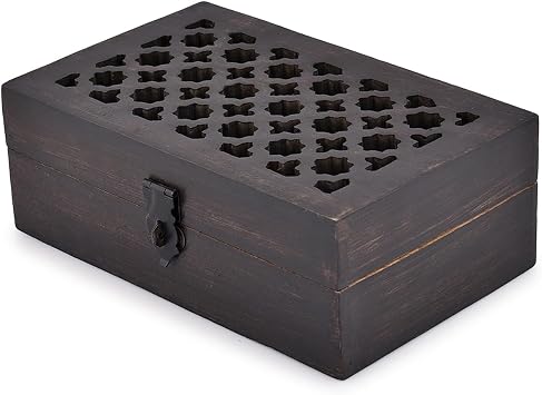 Mango Wood Decorative Wooden Box with Hinged Lid Ideal for Keepsakes, Trinkets, Jewelry and Other Stash 8" x 5" x 3"