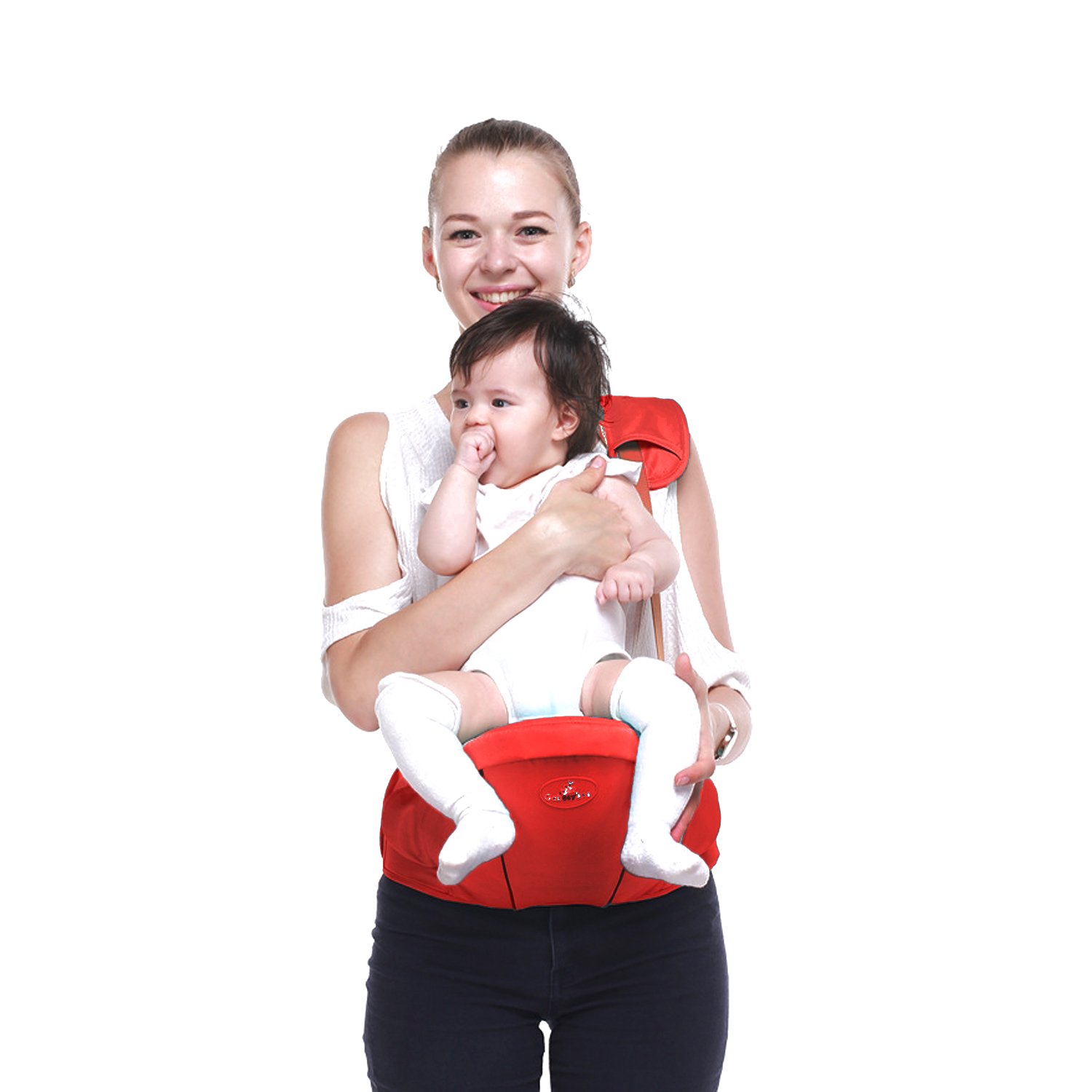 SONARIN Premio Hipseat Baby Carrier, Portantina per bebè, Sicuro e Comodo, Formato Libero, Cintura Anteriore Portaoggetti(Rosso Scuro)