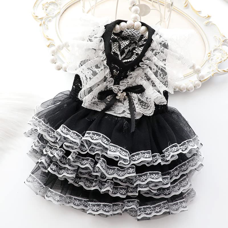 Vestido de boda para perro pequeño AZA M Negro miniatura 3