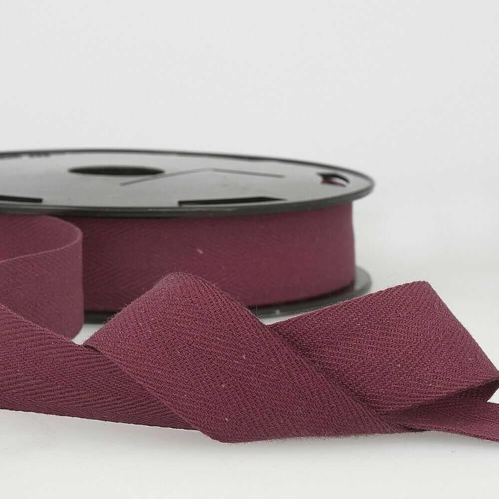 30mm Pure Cotton Herringbone Twill Tape Binding 37 Colours 1 2 4 8+ Metres 304D, 098 Wine, 8 Metres