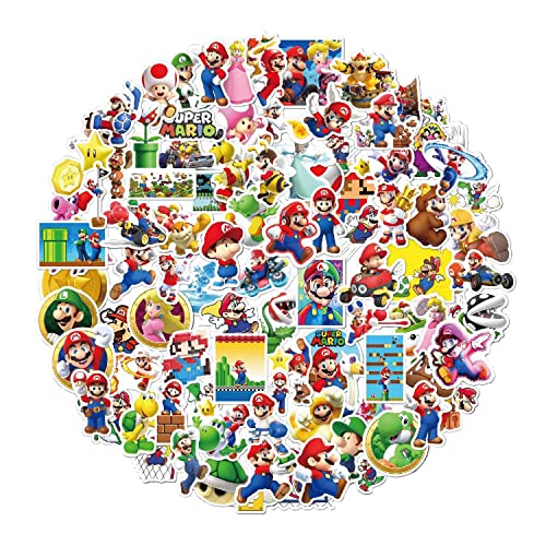 Image of FlyBuyHub Super Mario Aesthetic Vinyl Journal Stickers for Phone Case, Laptop, Notebook, Water Bottle, etc. Set of 50 Glossy and Waterproof Stickers