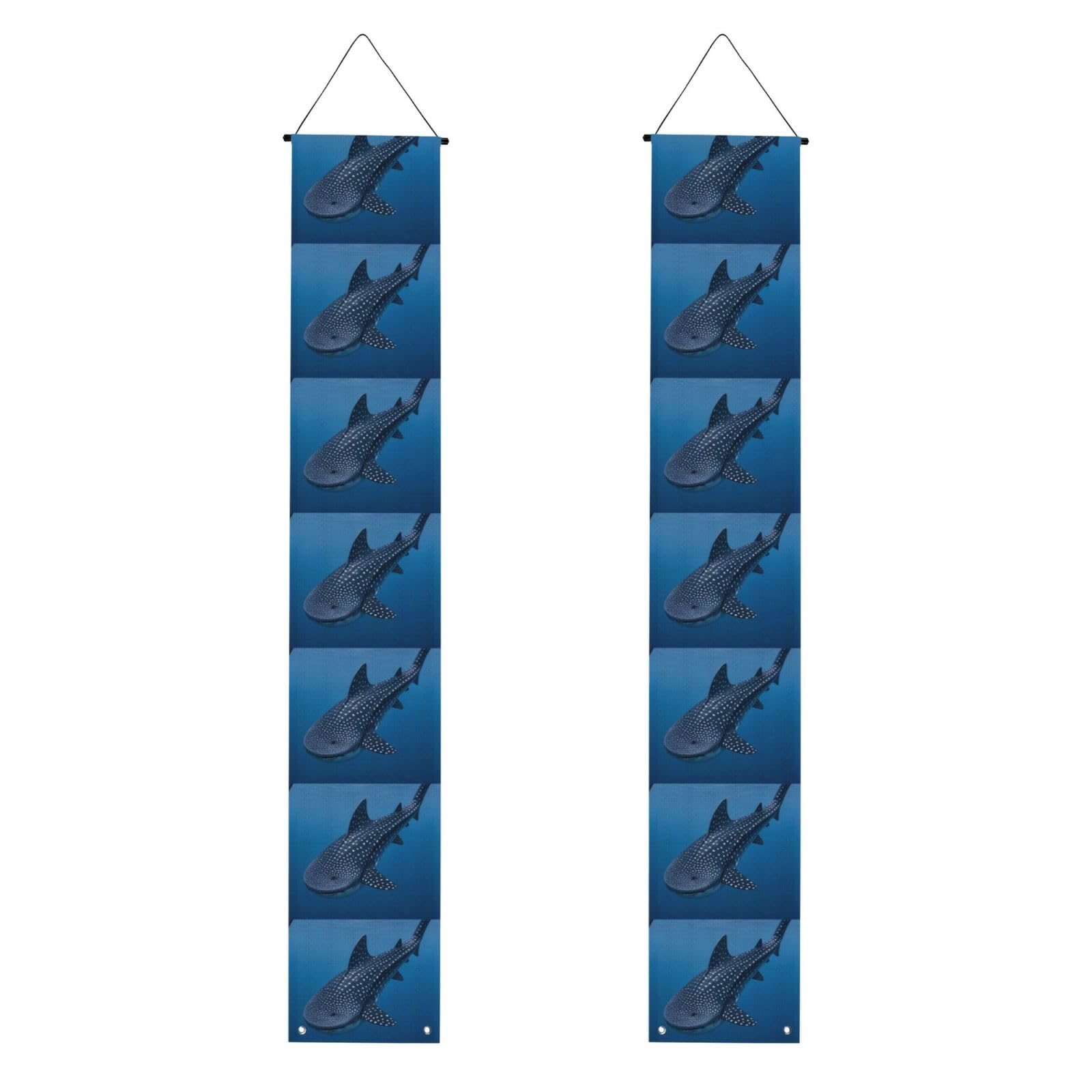 Variegated Whale Shark Navy Porch Banner 2PCS, Summer Hanging Flag Party Porch Sign Front Door Hanging Decorations for Indoor Outdoor Holiday Yard Decor Wall Backdrop 71 x 12 Inch