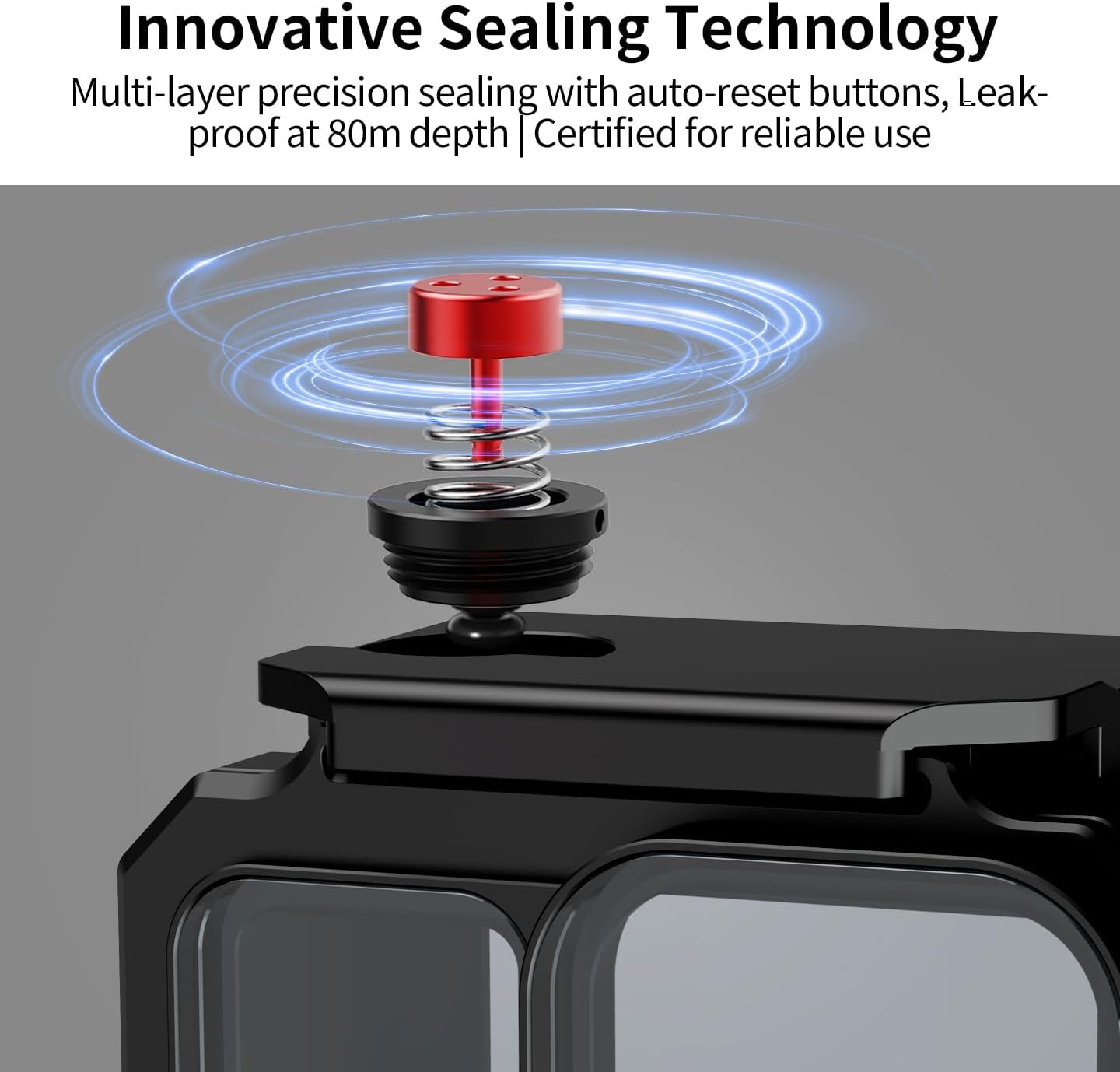 FEICHAO 262ft/80m Underwater Diving Case with 1/4 Thread, Cold Shoe Mount Compatible with Ace Pro/Ace Pro2 (Quick Release 2-Slot Mount)