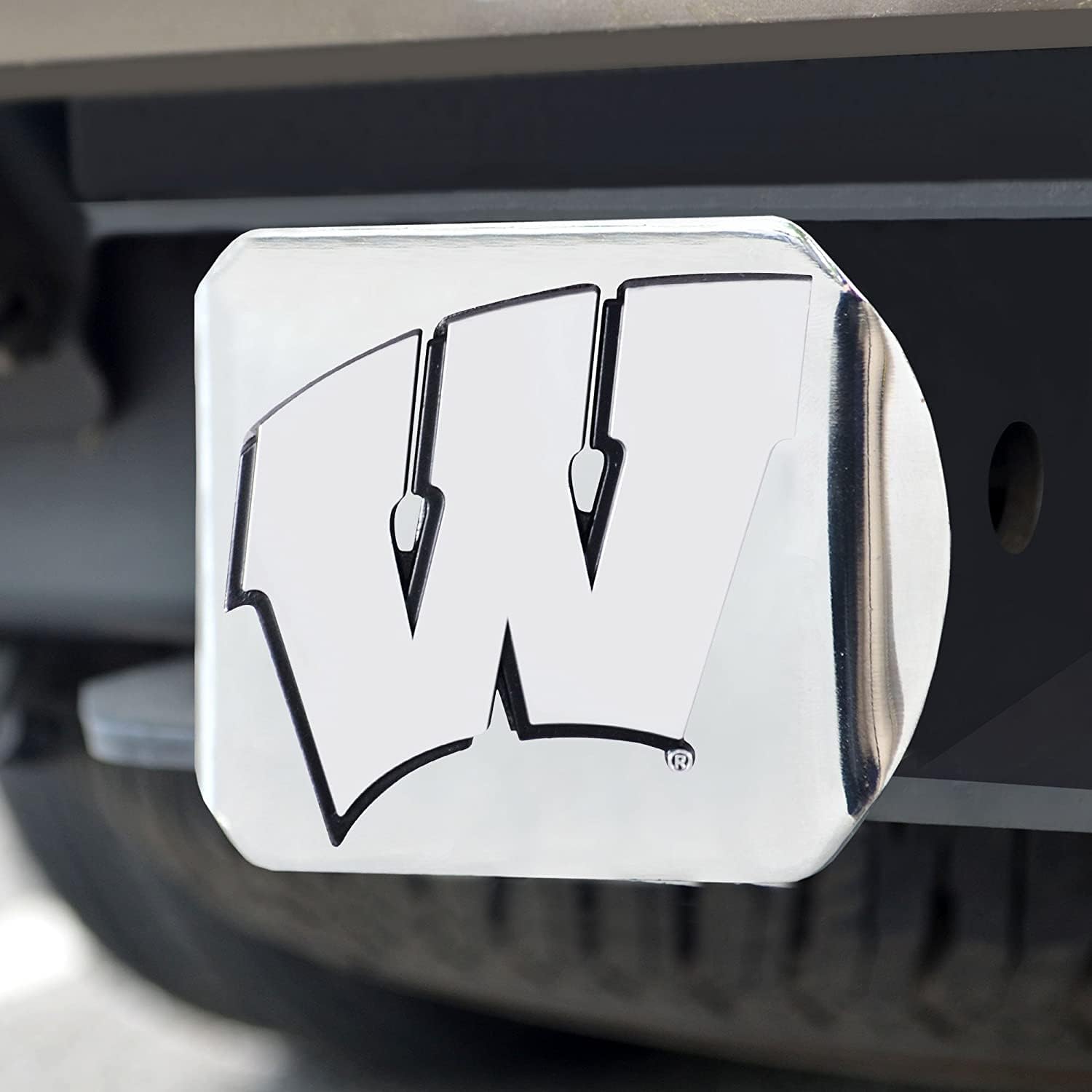 FANMATS NCAA University of Wisconsin Badgers Chrome Hitch Cover , 3.4"x4"