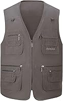 Hbufnha Men's Safari Travel Vest with 16 Pockets - Lightweight Breathable Outdoor Fishing Hiking Work Vest S-5XL