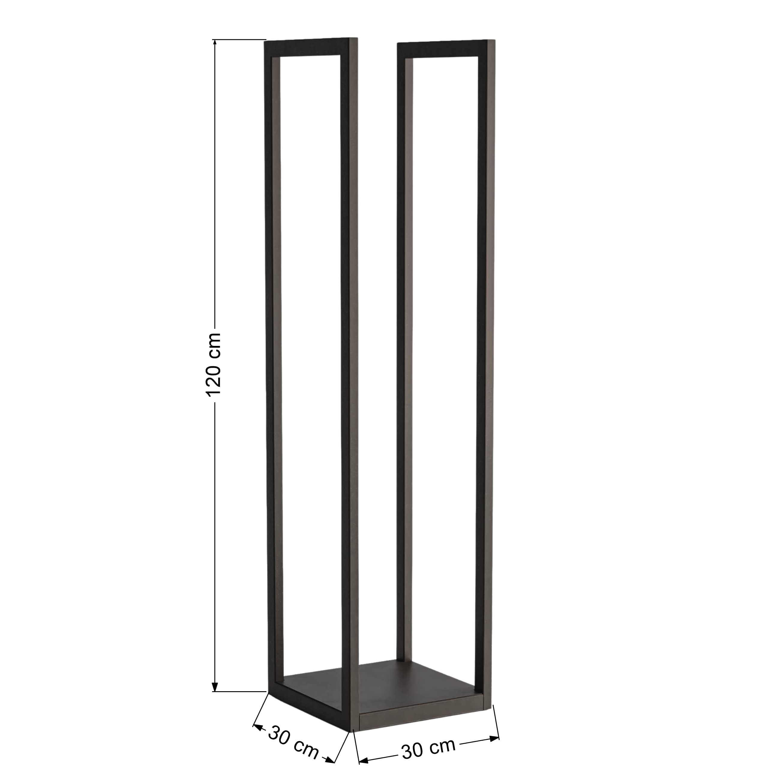 Kaminholzregal Aussen Brennholzregal Außen LOFT - Holzlager Holzunterstand für Kamin 120 x 30 x 30 cm, Metall Schwarz Matt, Industriedesign Holzhalter, Feuerholz Kaminholzregal Innen