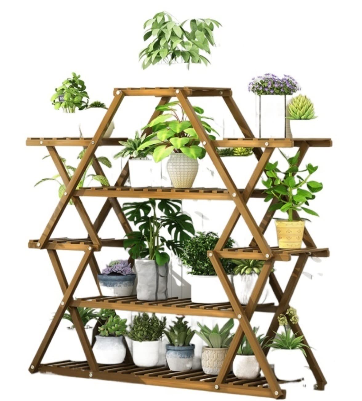 YYLMKMFC-AE Plant Shelves Flower Holder Plant Display Stand Bamboo Tiered Indoor Flower Stand For Multiple(B 1Pcs,105 * 25 * 114cm)