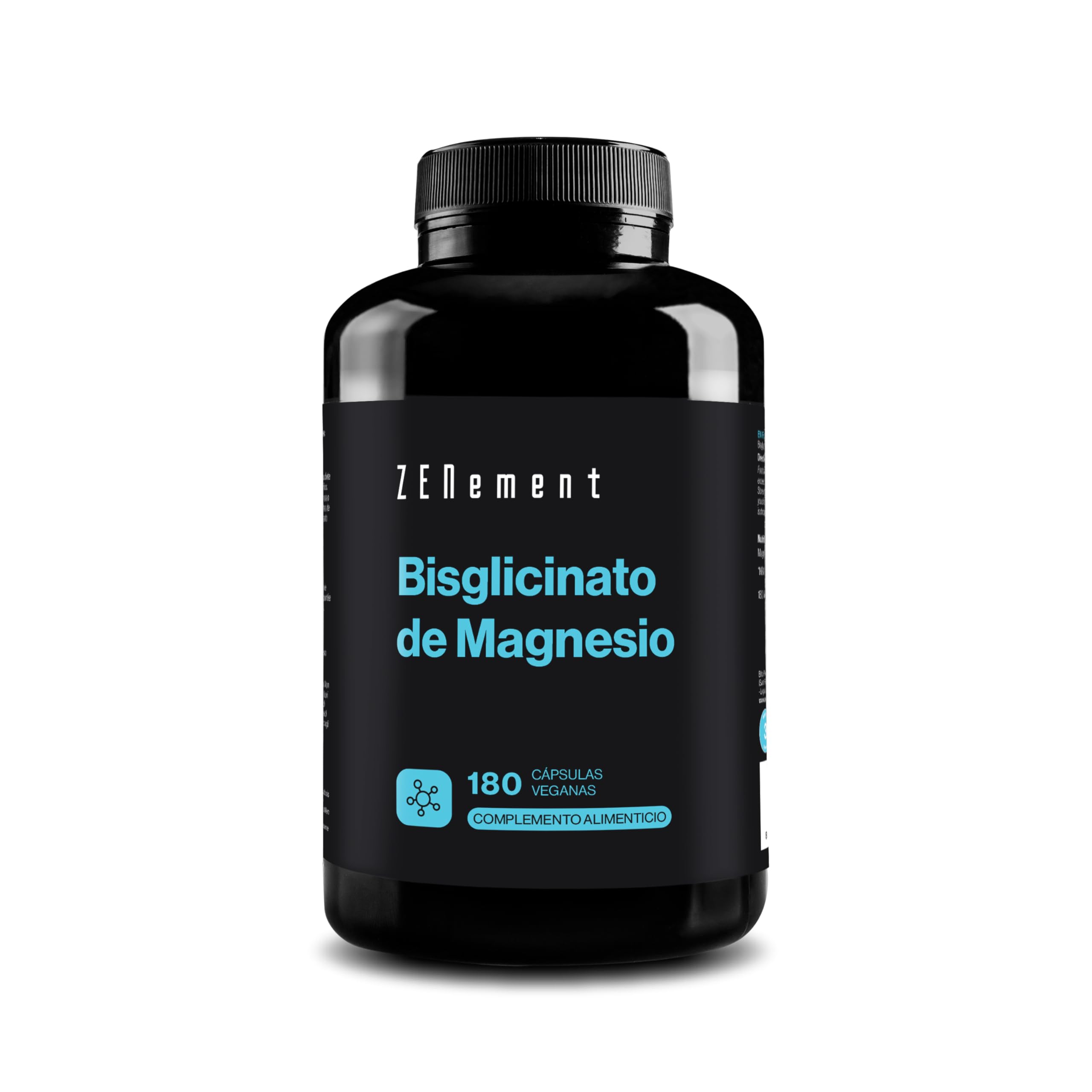 Bisglicinato de Magnesio, 350 mg de magnesio elemental/​dosis diaria | 180 Cápsulas de Magnesio Bisglicinato (Suministro 3 meses) | Reduce Cansancio, Fatiga | Alta Absorción y Asimilación | Zenement