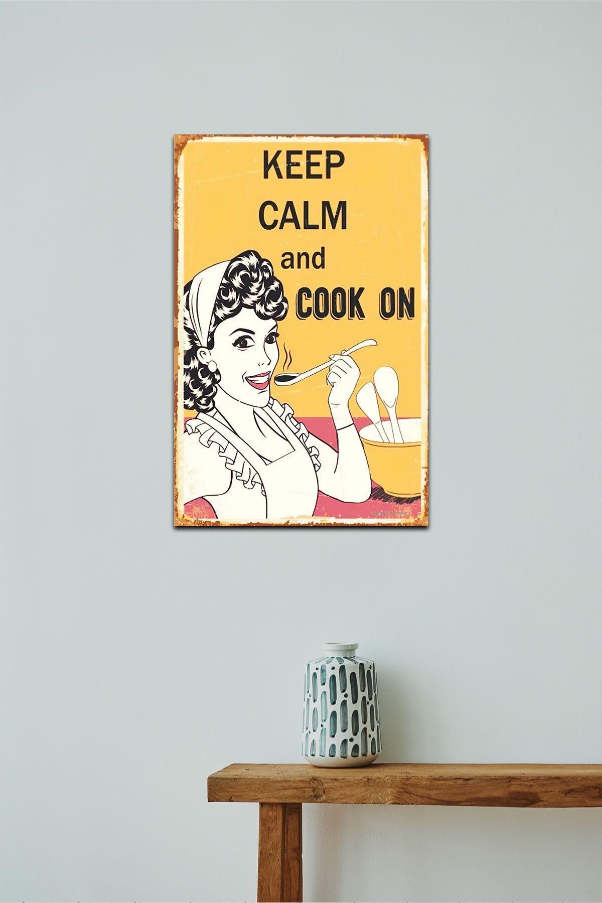 Dekolia Kuşe Kağıt Duvar Posteri Keep Calm And Cook On Retro Vintage Drtr0029