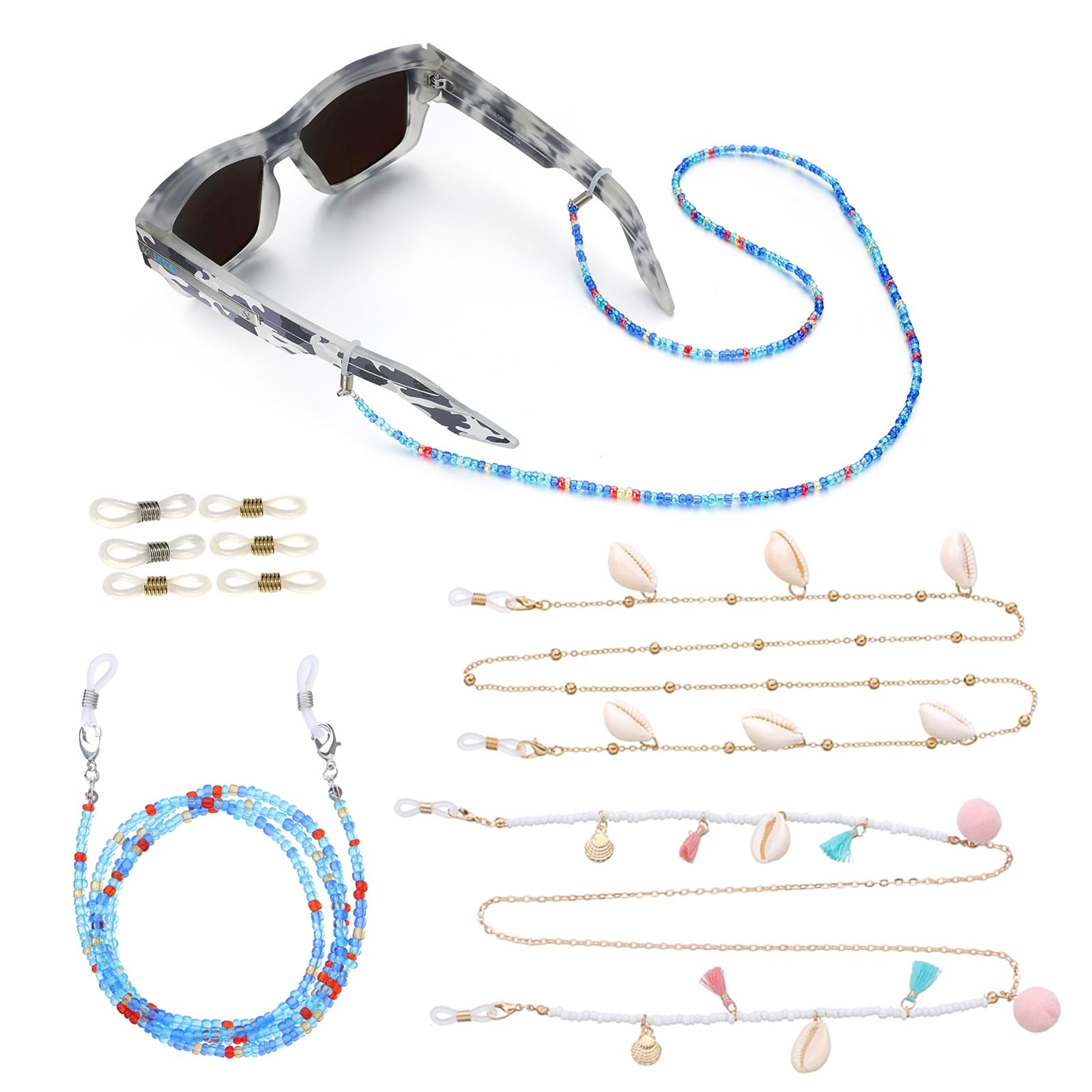 Catene Per Occhiali Con Perline - 3 Pezzi Con Anelli In Silicone Antiscivolo - Foto 11