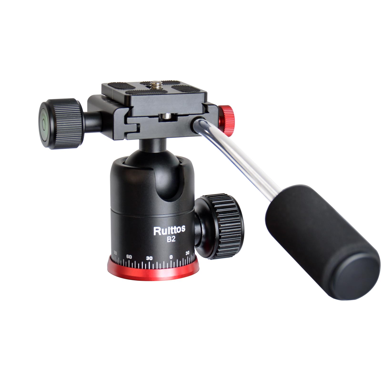 Ruittos - Cabezal de bola para trípode, soporte de cámara con placa de liberación rápida y asa, cabezal esférico panorámico de 360 grados para cámara DSLR/SLR y teléfono inteligente