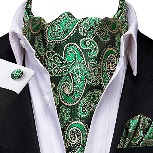 Image of Dubulle Paisley Floral Ascot for Men Self Tie Mens Cravat and Pocket Square Cufflinks Wedding