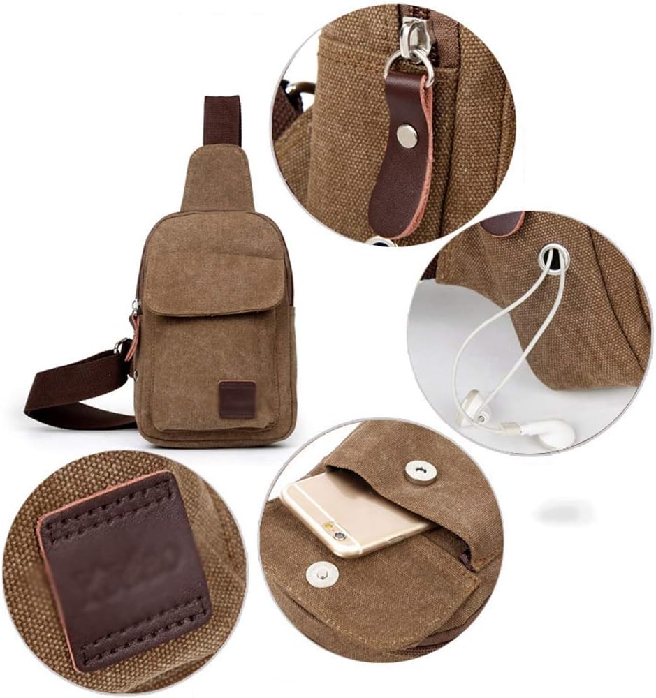 New Backpack Men's Small Shoulder Crossbody Chest Bag Mini Casual Outdoor Travel Light Canvas Small