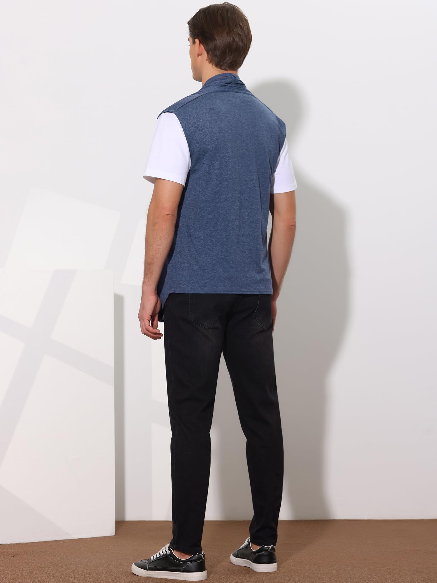 uxcell Chaleco Ligero sin Mangas con Cuello de Chal con Volantes para Hombre