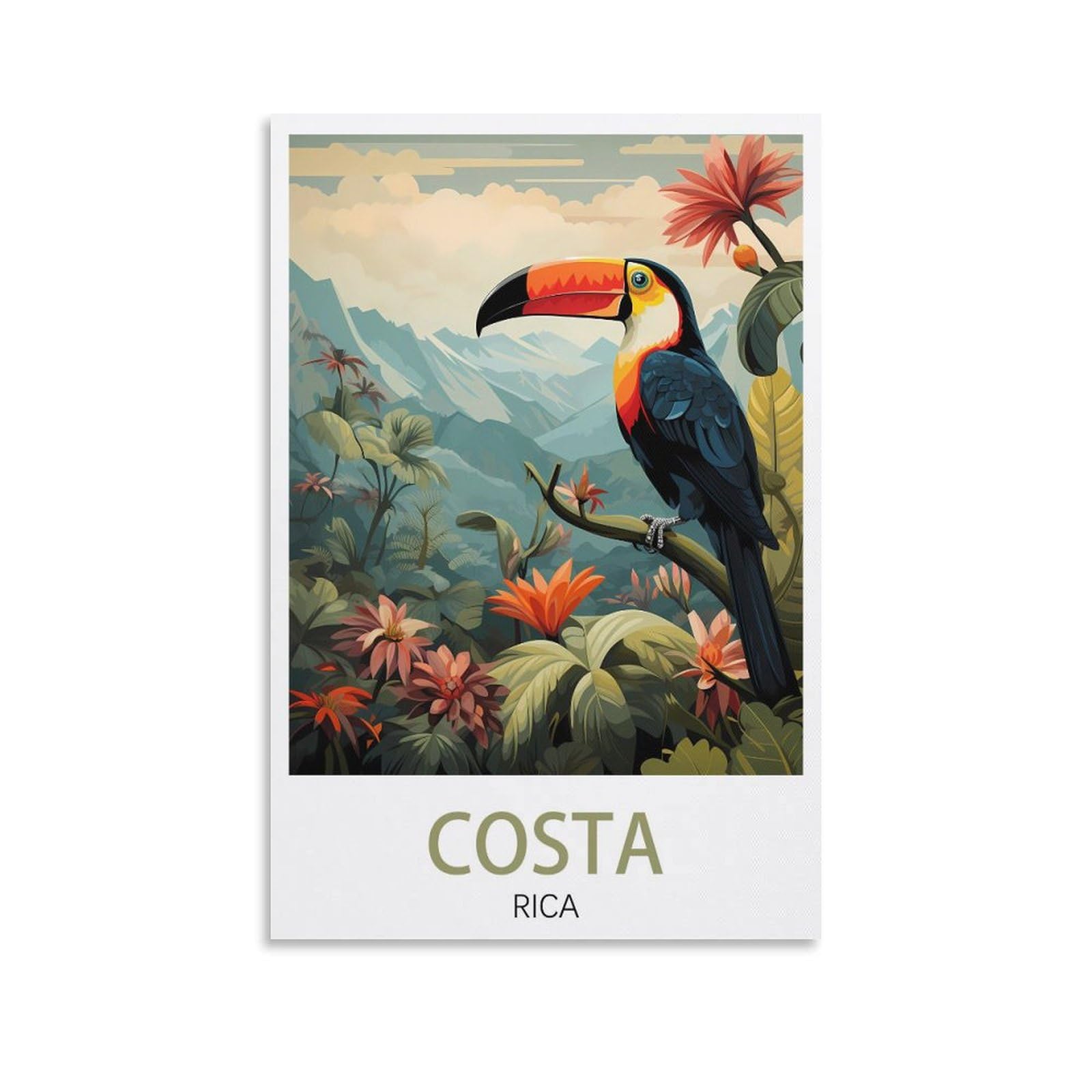 LHJOIUN Costa Rica Vintage Travel Poster Landscap 20x30inch(50x75cm) Art Canvas Print For Living Room Bedroom Home Decoration Modern Art