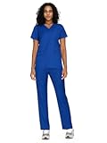 COZYFIT Scrubs for Women - Mock Wrap Top & Straight Leg Pants with 6 Pockets&comma; Back Princess Seams&comma; Soft Fabric