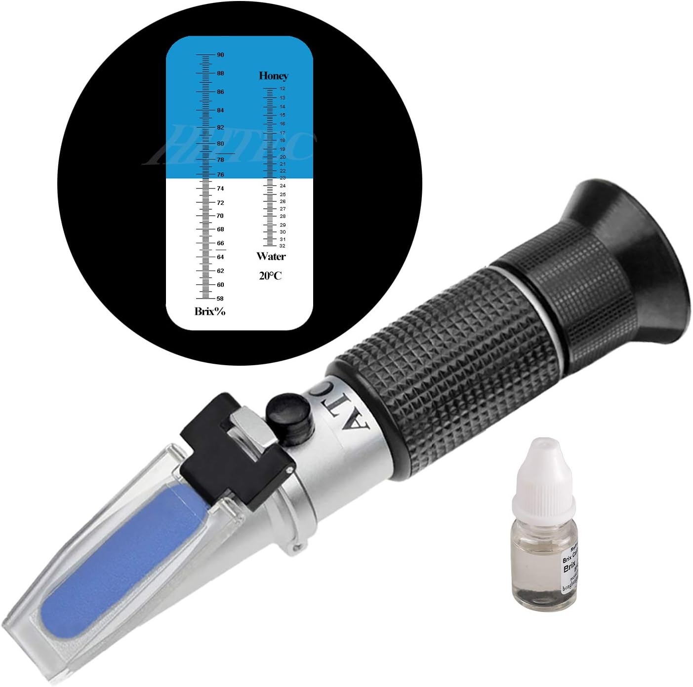 HHTEC Honey Refractometer 58-90% Brix, 10-32% Water Moisture, Beekeeping Refractometer with ATC, Honey Moisture Tester for Beekeepers, Syrup and Molasses