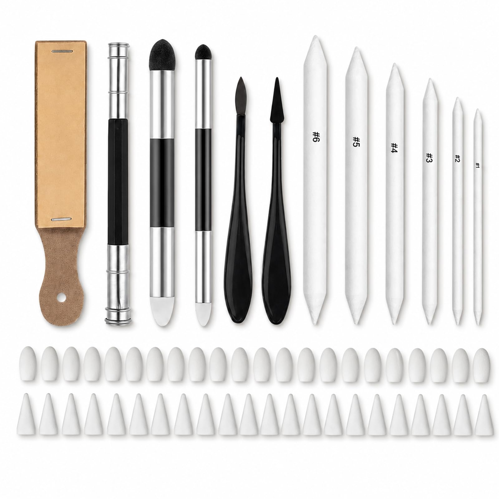 Blending Stump, 56 Pcs Washable and Reusable Blending Stumps for Charcoal, Graphite Sketching by Artists, Beginners and Students Sketch Drawing Tools, Drawing Supplies