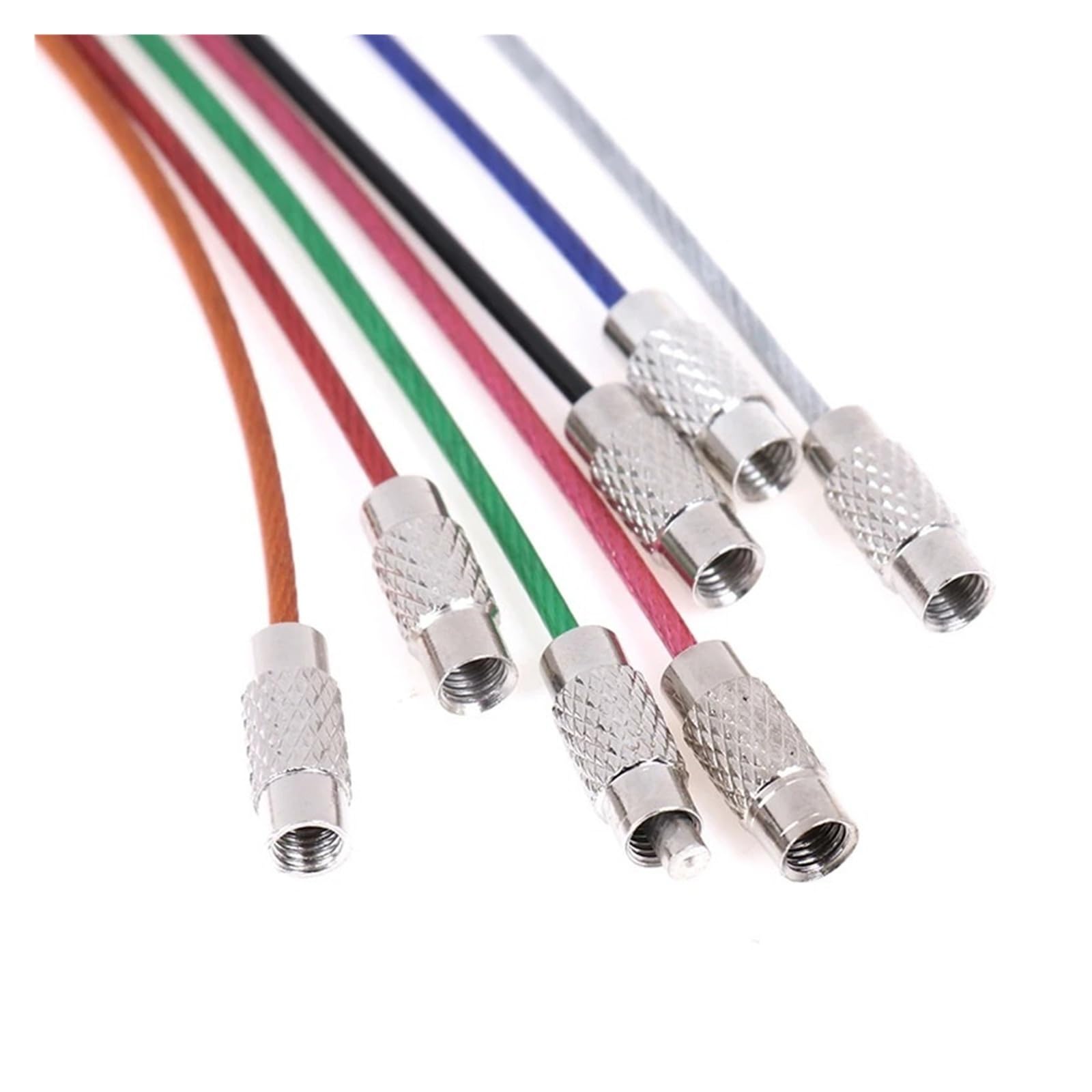 10 llaveros de alambre de acero inoxidable de 1,5 x 150 mm con cierre de tornillo, cuerda de llavero para acampar al aire libre, equipaje, etiqueta EDC Gadget (estilo 9)