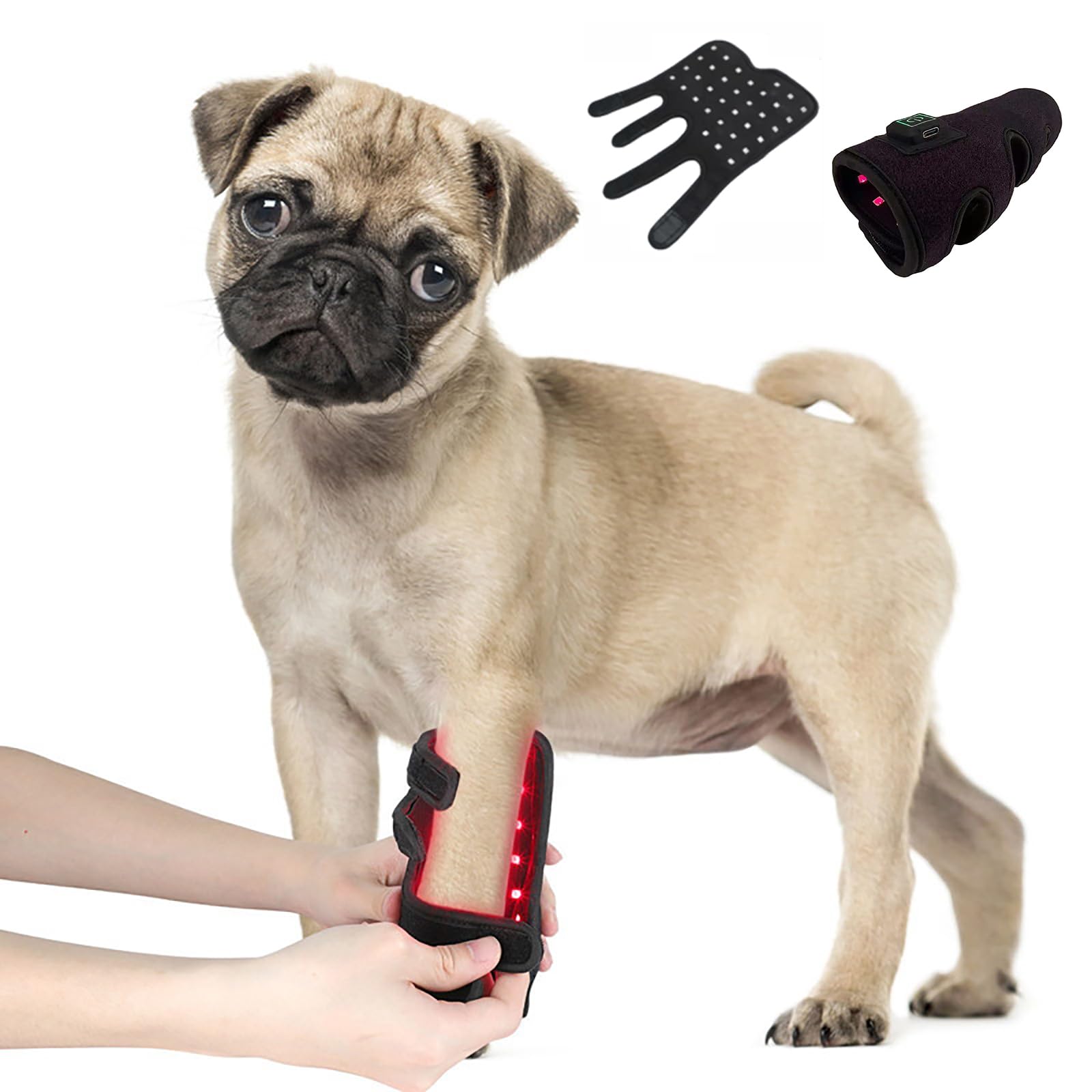 Mlkhesy Red/Light Pets Dogs Infra Therapy Leg Straps, Timing Wound Healing Physiotherapy Device, Relieve Pain From Fractu Joints, For Small Cats And Dogs Pet