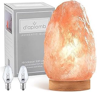 100% Authentic Natural Himalayan Salt Lamp; Medium Hand Carved Natural Chunk Pink Crystal Rock Salt from Himalayan Mountains; Dimmer Cord; 7 lbs