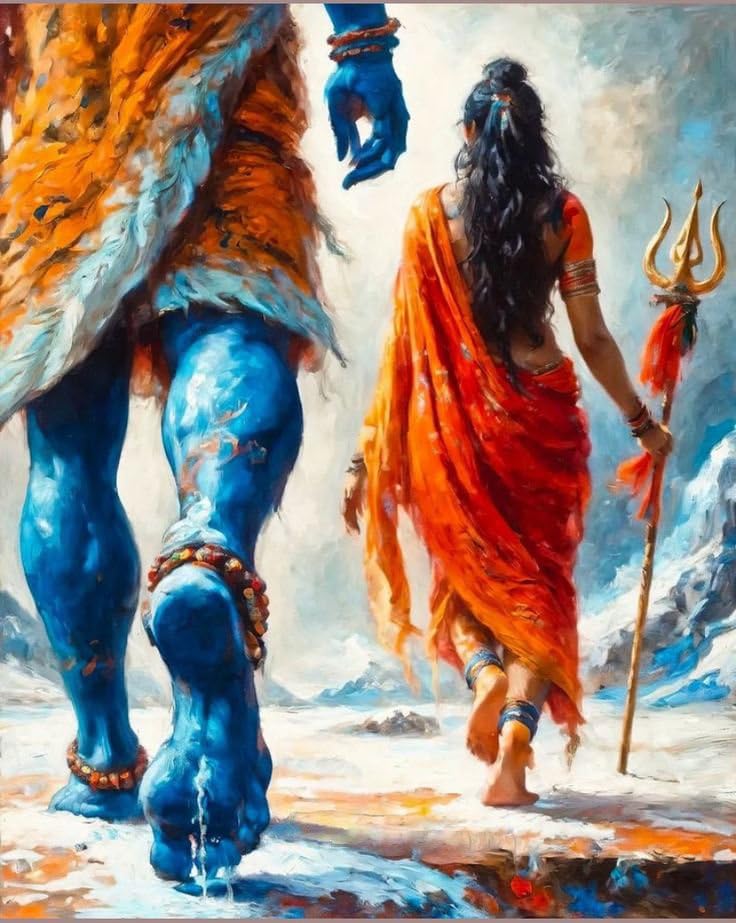 Image of Whattacraft! Paint by Numbers for Adults and Kids | Premium Painting Kit in Gift Packaging| Rolled Canvas | Do-it-Yourself Wall Decor | DIY | Lord Shiva and Goddess Parvati 40x50