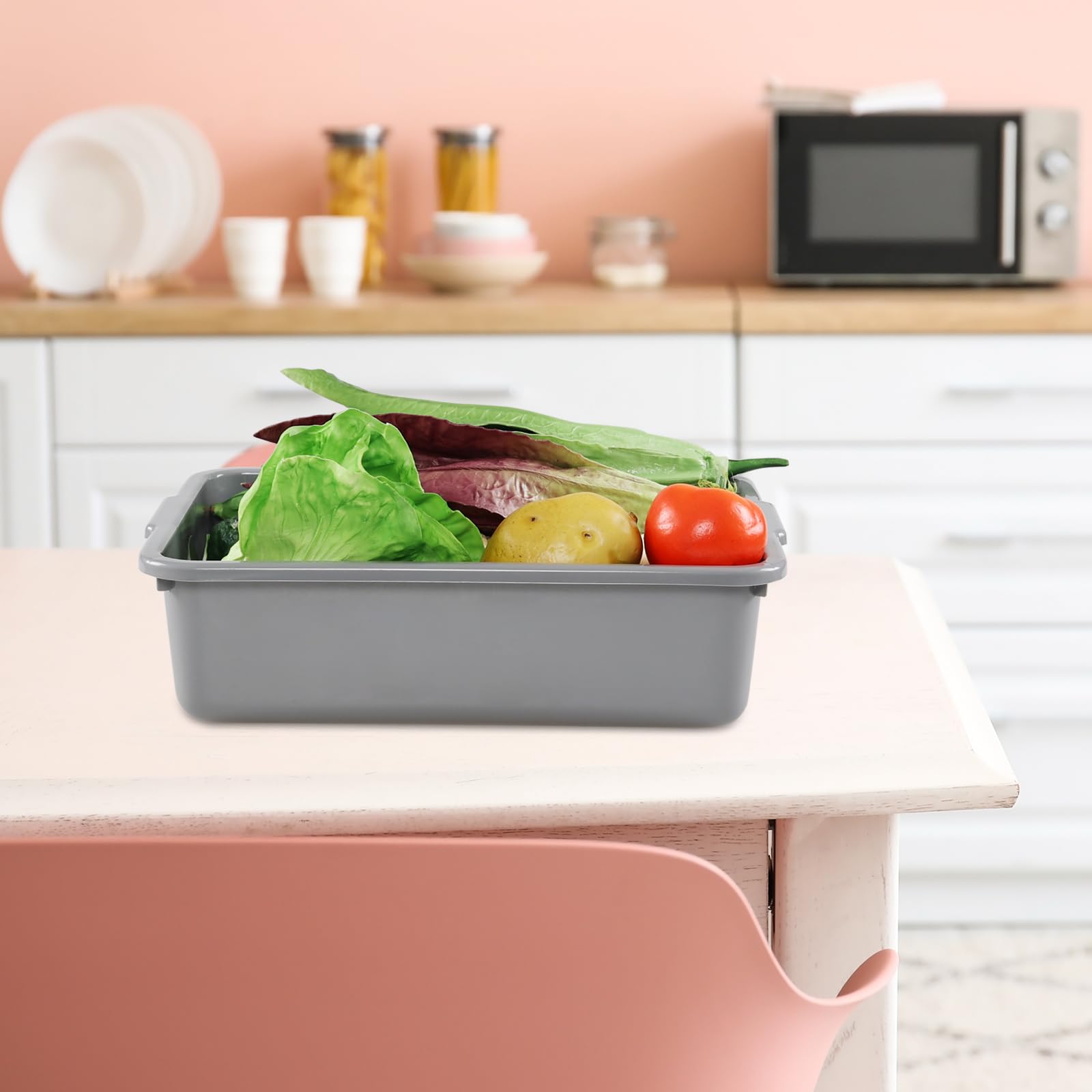 Farmoon Lot de 5 bacs de service alimentaire 8 L, petite boîte de bus commerciale, gris