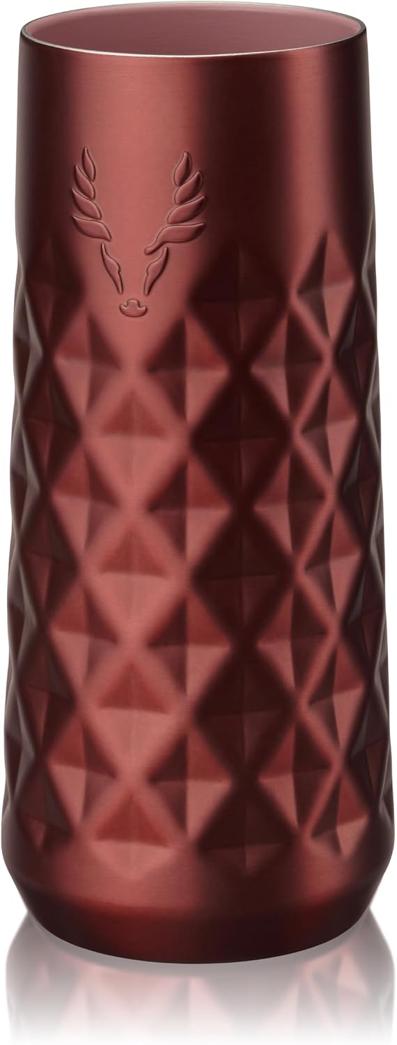 Viski Paragon Stainless Steel Stemless Champagne Flute, Ceramic Coating, Insulated Sparkling Wine Glass for Prosecco, Mimosas, Mocktails, Birthday Gifts, Wedding Gifts, 9 oz, Set of 1, Vintage Rose