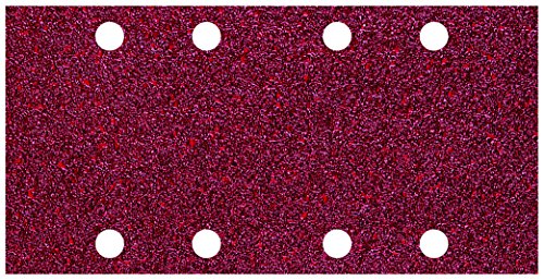 wolfcraft 1767000 10 Patins Abrasifs Auto-agrippants, Largeur 93 x Longueur 185 mm, Perforés, Corindon Grains 80 Argent
