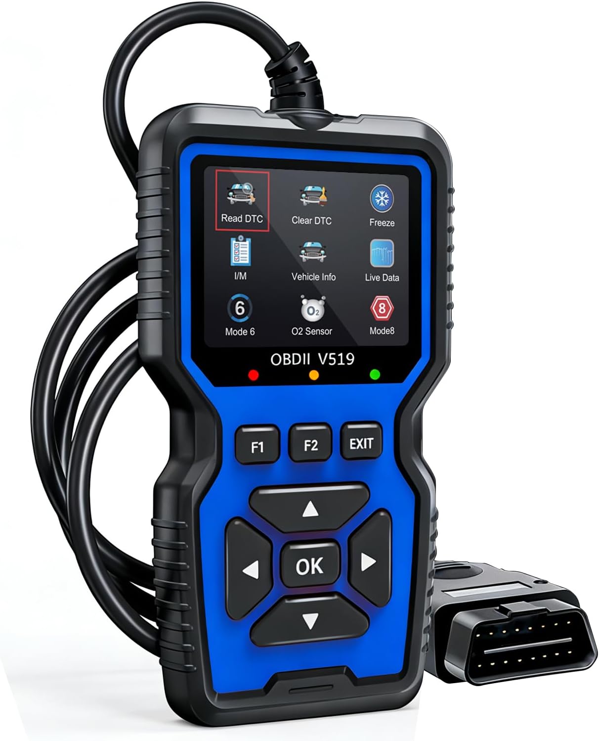 V519 OBD II Car Scanner, Diagnostic Error Finder, Fault Code Detection and Real-Time Data Stream, Compatible with All OBD II Protocol Vehicles from 1996+