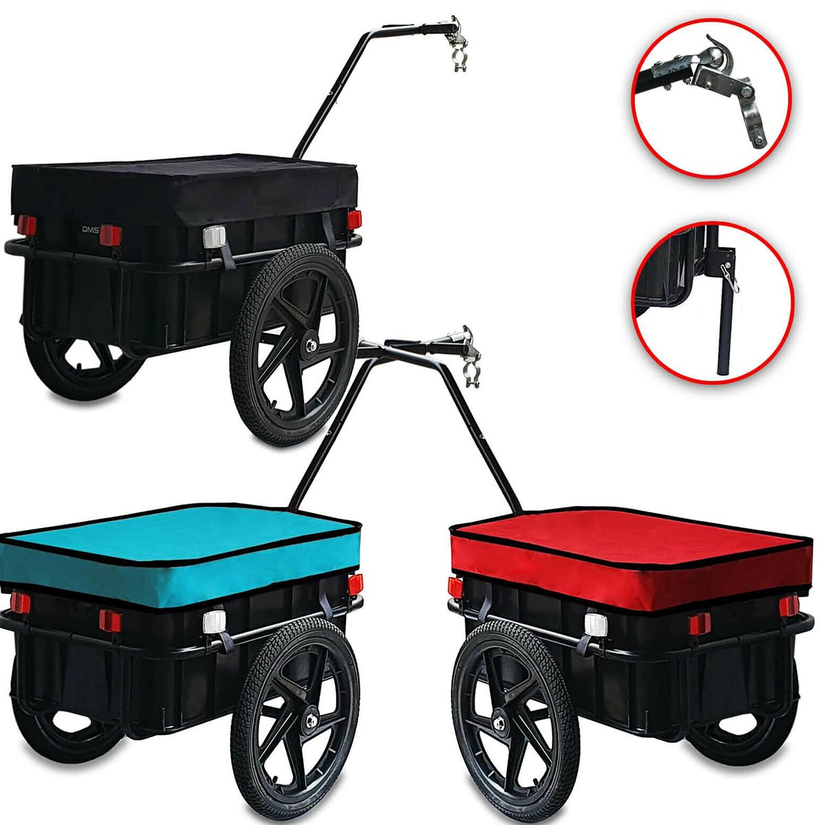 Fahrradanhänger, Kinderfahrrad-Lastenwagen Mit Anhängerkupplung, Faltbarer Handwagen, Mit Transportbox Mit 110 Lb Kapazität, Für Outdoor-Camping Reisen Umzüge Und Einkäufe(Color:Blue)