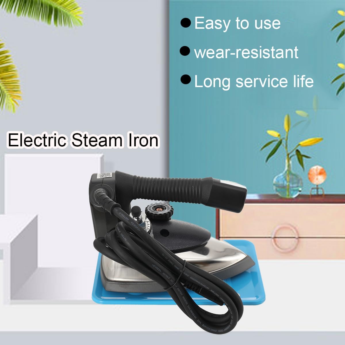 ST-94A Industrial Gravity Feed Steam Iron 110V Electric Steam Iron with Non-Stick Laminate Sole Plate, Demineralizer Cartridge, Silicon Iron Rest & Hardware, Hanging Bottle System