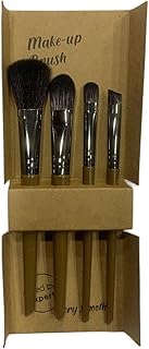 مجموعة فرش مكياج من 4 قطع مصنوعة من مواد صناعية ناعمة ولطيفة لمزج بودرة الأساس والكونسيلر وظلال العيون وأحمر الخدود ومستحضرات التجميل بلون بني جذاب