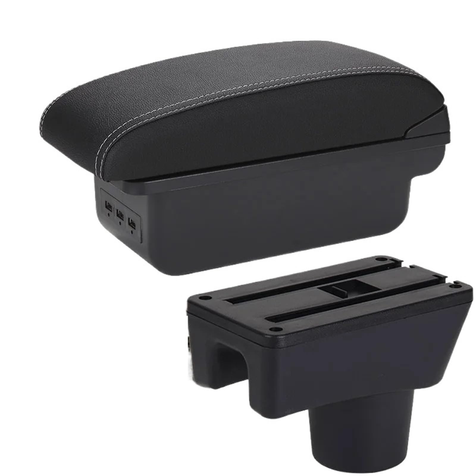 NOKRGQW Car Armrest Box For Dodge Attitude For Mitsubishi For Space For Star Attrage For Mirage Car Armrest Storage Box Accessories(B3 Black white 3USB)
