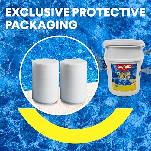 Image of PROFELIZ 2-Pack Chlorine Tablets 3 Inch for Swimming Pools, Kills Bacteria and Stops Algae, Slow Dissolving,Exclusive Protective Packaging,Pool Chlorine Tablets,2X 40 lbs Bucket,Total of 80lbs