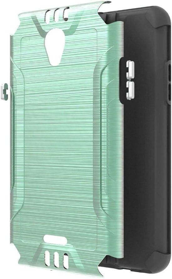 for ATT Radiant Core, Cricket Icon Smartphone Case, Phonelicious Slim Fit Dual Layer Shock Proof Lightweight Phone Cover Built in Magnetic Car Mount Compatible with Emblem Radiant Core (Teal/Black)