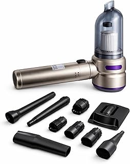 Mini Aspirador sin Cable. Aspiradora de Mano / soplador con accesorios de uso. Potente 6000 PA, hogar, coche, pelos de Mascotas. Carga USB con cable tipo C. Gran autonomía de uso. Accesorios Coche.