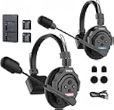 Keenous SYNCO XTALK X2 Wireless Intercom Headset System 2.4GHz 1148ft/350m Long Distance Range Real-time Monitoring Communication Headset for Live Show Stage Performance Movie Shoot (X2 for 2 persons)