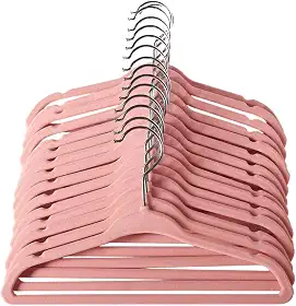 Kit 50 Cabide Infantil Veludo Antideslizante Ultra Fino Moderno (Rosa)