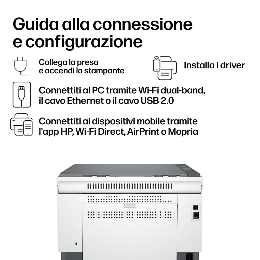 HP LaserJet M234dw 6GW99F, Stampante a Singola Funzione A4, Stampa Fronte e Retro Automatica in b/n, 29 ppm, USB, Wi-Fi, Ethernet, HP Smart, No Fax, No ADF, Schermo LCD a icone, Grigia